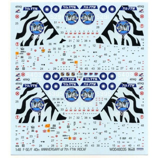 1/48 ROCAF F-5E/F 40th Anniversary of 7th FTW Decal 
