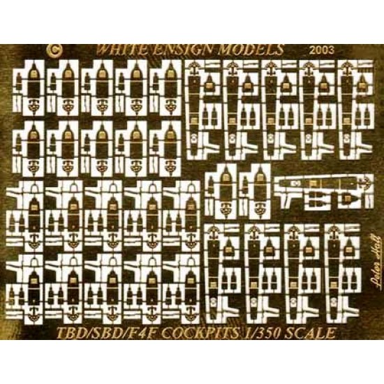 1/350 Wildcat/Dauntless/Devastator Cockpit Detail-up Set (1 Photo-Etched Sheet)