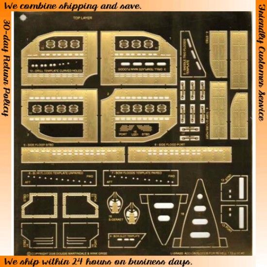 1/72 Type VII U-Boat Flood, Drain and Vent Holes Photo-etched parts for Revell kit