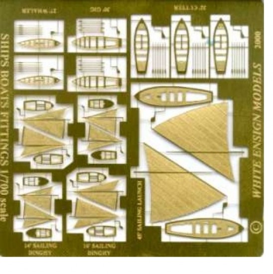 1/700 Royal Navy Ships & Boats w/Propshafts,Oars,Sails and Thwarts Detail-up Set (1 PE)
