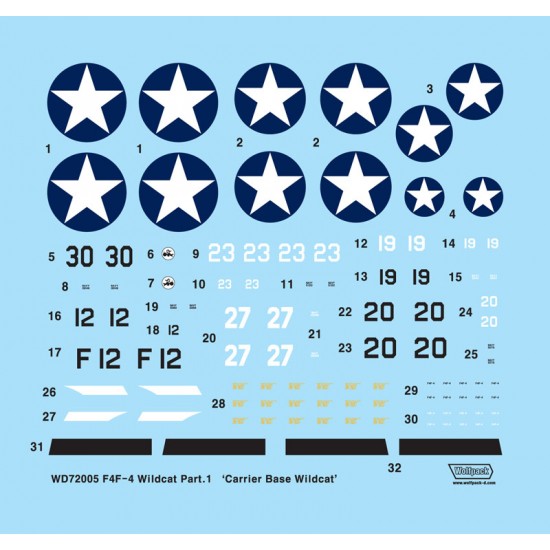 1/72 F4F-4 Wildcat Decals Part.1 "Carrier Base Wildcat in the Pacific" for Airfix/Hasegawa