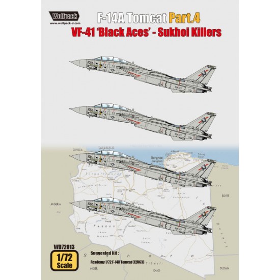 1/72 F-14A Tomcat Part.4 - VF-41 'Black Aces' Sukhoi Killers Decals for Academy kits