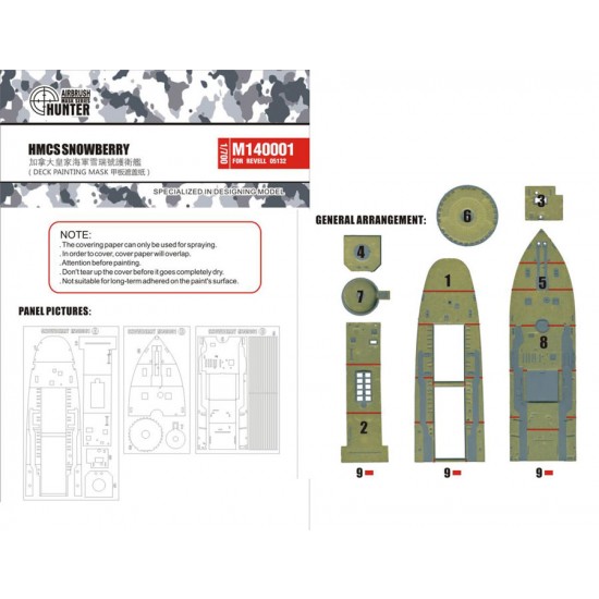 1/144 HMCS Snowberry Deck Painting Mask for Revell kit #05132