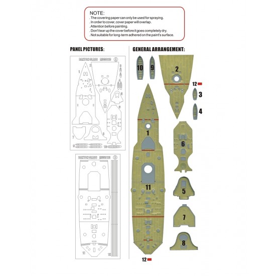 1/350 French Navy Pre-dreadnought Danton Class Deck Painting Mask for HobbyBoss 86503/4