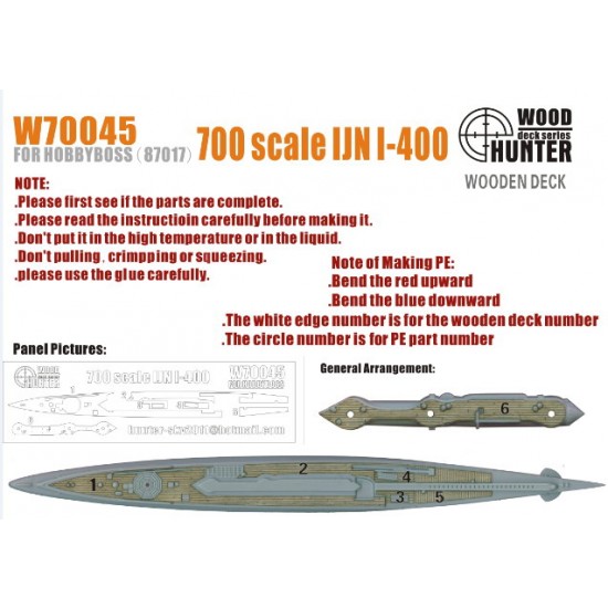 1/700 IJN Submarine I-400 Wooden Deck for HobbyBoss kit #87017