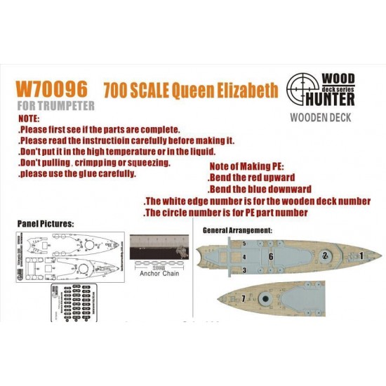 1/700 HMS Queen Elizabeth Wooden Deck for Trumpeter kit