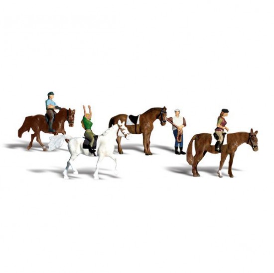 HO Scale Horseback Riders (4 horses, 4 riders)