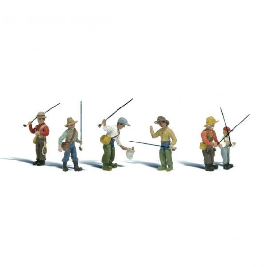 HO Scale Fly Fishermen (6 figures)