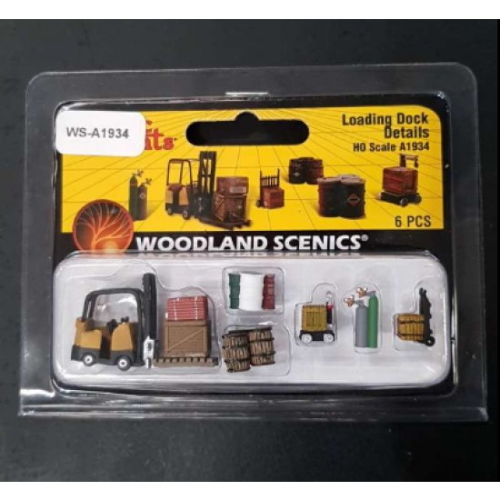 HO Scale Loading Dock Items (crates, scale, forklift, dolly)
