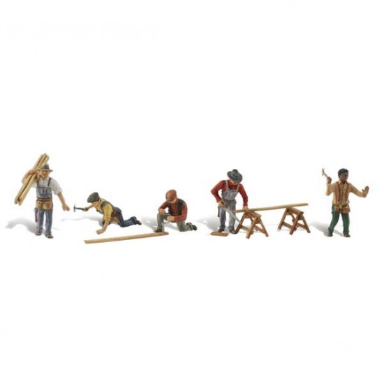 HO Scale Carpenter Crew (5 figures w/acc)