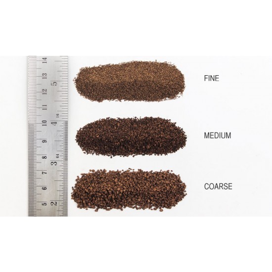 Roadbed/Track-Bed - DK. Brown Coarse Ballast (coverage area = 21.6 in3 / 353 cm3)