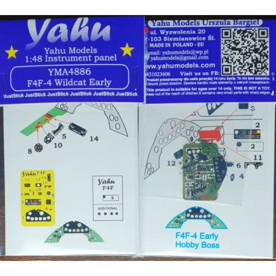 1/48 Grumman F4F-4 Wildcat Early Instrument Panel for Hobby Boss kits