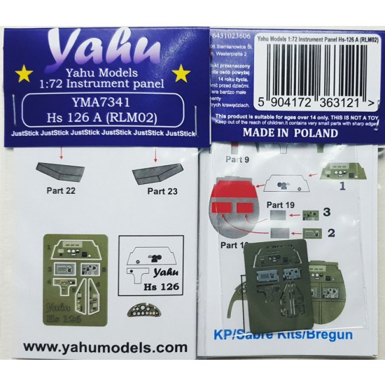 1/72 Hs-126 A (RLM02) Instrument Panel for KP/Sabre Kits/Bregun kits