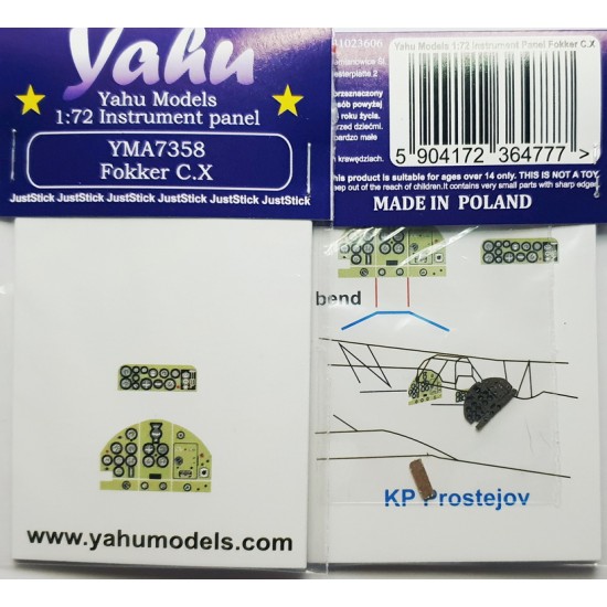 1/72 Fokker C.X Instrument Panel for KP Prostejov kit