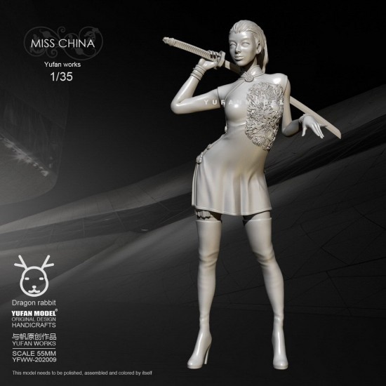 1/35 (55mm Scale) "Miss China" Cheongsam Girl w/Katana