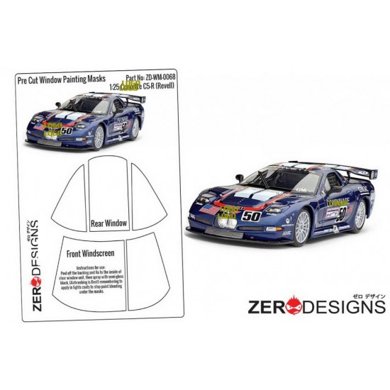 1/25 Corvette C5-R Pre Cut Window Painting Masks for Revell kits