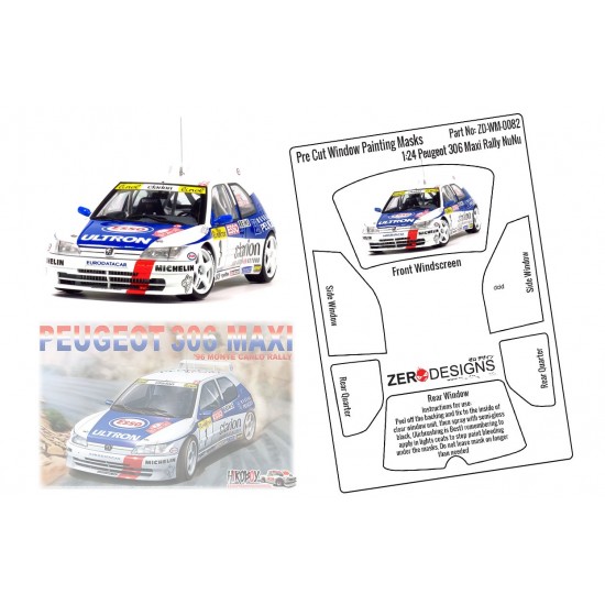 1/24 Peugeot 306 Maxi Rally Pre Cut Window Painting Masks for NuNu kits