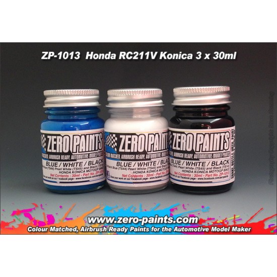 Honda RC211V Konica Paints - Pearl White, Black, Brilliant Blue 3x30ml