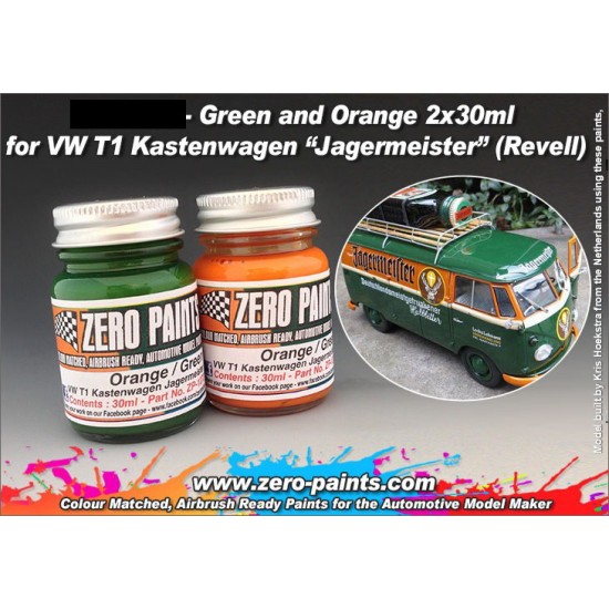 Green and Orange Paint Set for Revell #07076 VW T1 Kastenwagen/Jagermeister 2x30ml