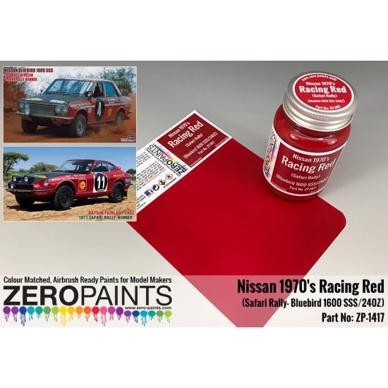 Racing Red Nissan 1970s Safari Rally Bluebird 1600 SSS/240Z Paint 60ml