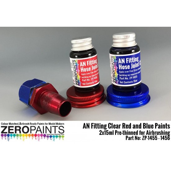 AN Fitting (Hose Joints/Ends) Clear Red and Blue Paints 2x30ml