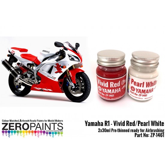 Yamaha YZF R1 Vivid Red / Pearl White Paints 2x30ml