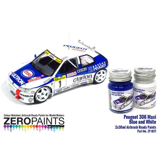 Peugeot 306 Maxi 1996 Rally Monte Carlo Blue/White Paint Set (2x 30ml)