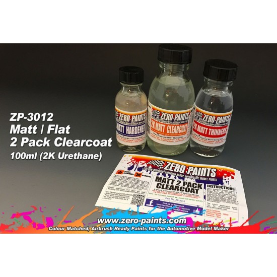 MATT/FLAT 2 Pack Clearcoat (2K Urethane) - Matt Clear Coat, Hardener, Thinners