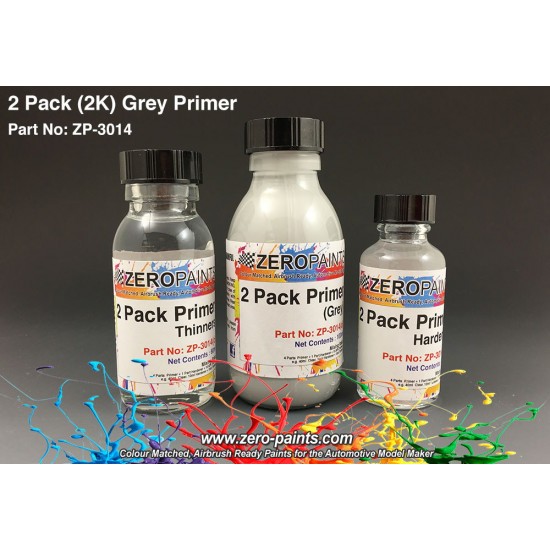 2 Pack (2K) Grey Primer Set (100ml Primer, 30ml Hardener, 60ml Thinners)