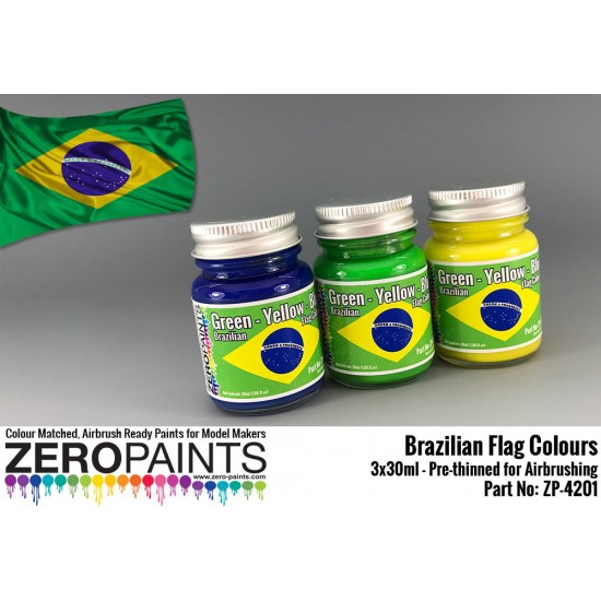 Brazilian Flag Coloured Paints - Green, Yellow, Blue 3x30ml