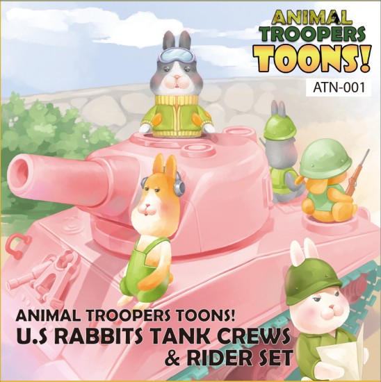 Animal Troopers TOONS! Series - WWII M4 Sherman Rabbit Crews Set (5 figures)