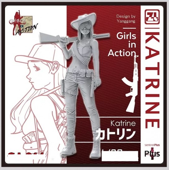 ZLPLA Genuine 1/35 Katrine Girls in Action Resin Figure Assembly Model GM-011 