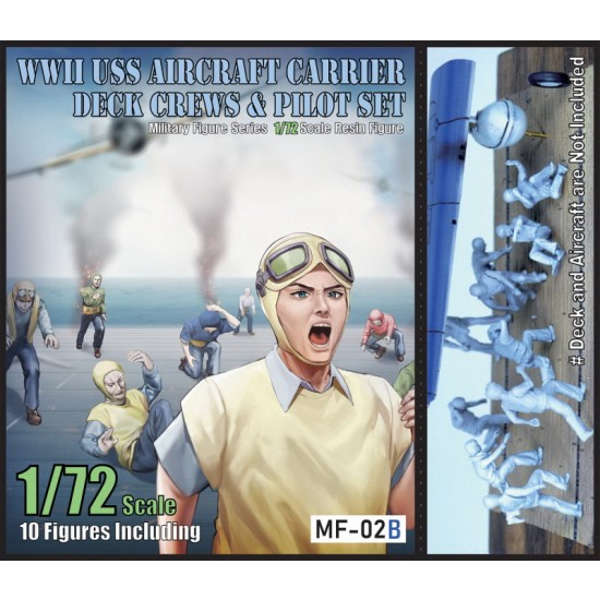 1/72 US Navy Aircraft Carrier Crews & Pilots "Dynamic Pose" (10 Figures)