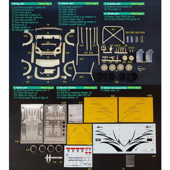 1/24 Toyota Hiace CRS Transkit part set for Aoshima kit
