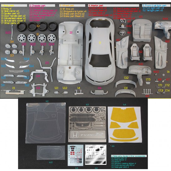 1/24 Honda Civic FN2 Type R Full Resin kit
