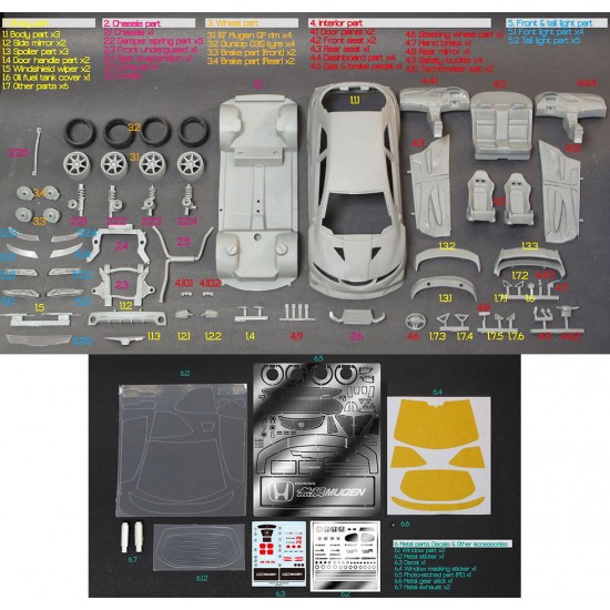 1/24 Honda Civic FN2 Mugen Full Resin kit