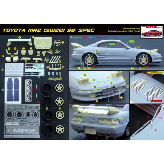 1/24 Toyota MR2 (SW20) 98 Spec Transkit parts for Fujimi kit
