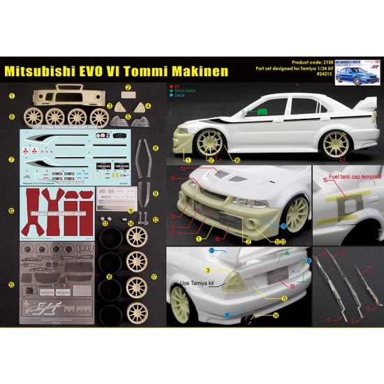1/24 Mitsubishi EVO VI Tommi Makinen Transkit parts for Tamiya kits