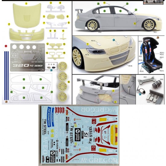 1/24 BMW 320 TC (E90) WTCC Macau Race 2013 #15 T.Coronel with SK24184 Decal for for NuNu #24037