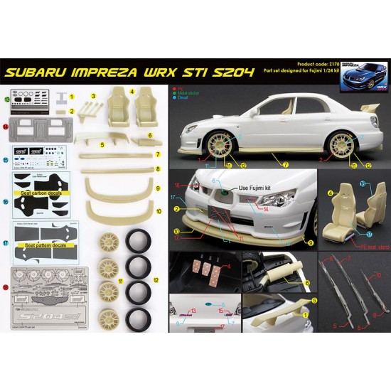 1/24 Subaru Impreza WRX STi S204 part set for Fujimi kit