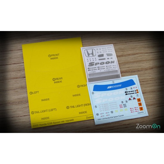 1/24 Honda EG6 Window Mask, Metal Sticker and Decal for Hasegawa kit