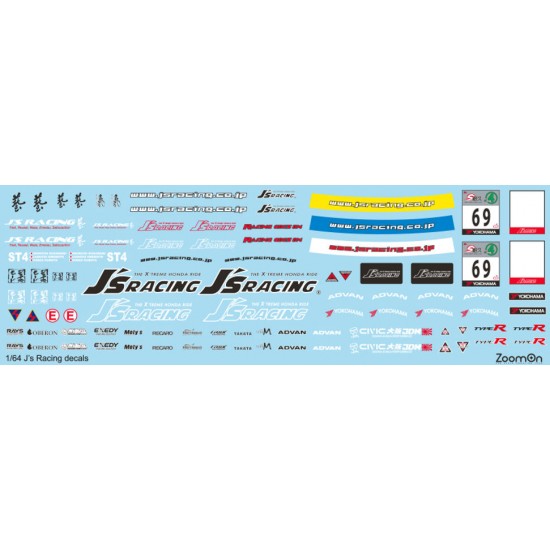 1/64 J's Racing Decal (70 x 23mm)