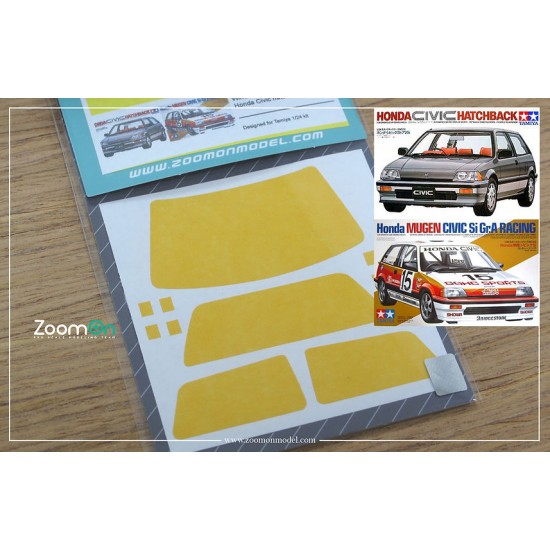 1/24 Honda Civic Hatch Window and Light Painting Masks for Tamiya kit