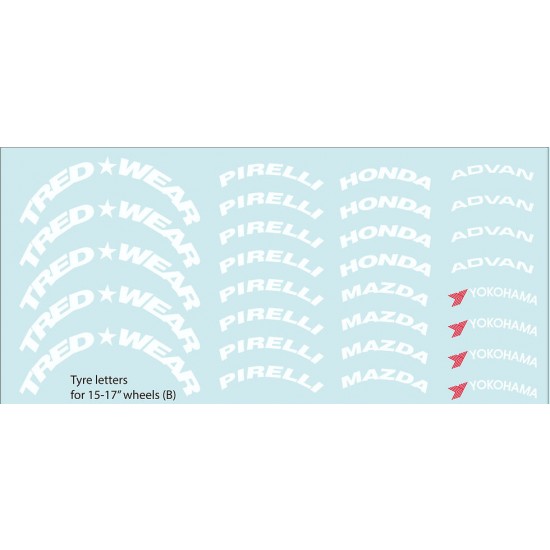 1/24 Tyre Letters (B) Decal for 15-17'' Wheels