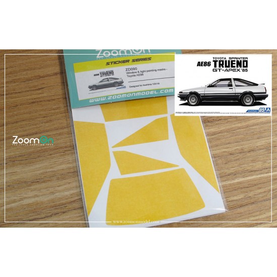 1/24 Toyota AE86 Window and Light Painting Masks for Aoshima kit