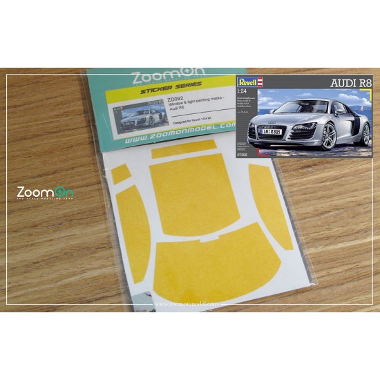 1/24 Audi R8 Window and Light Painting Masks for Revell kit