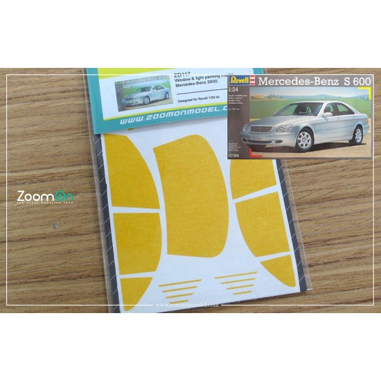 1/24 Mercedes-Benz S600 Window and Light Painting Masks for Revell kit