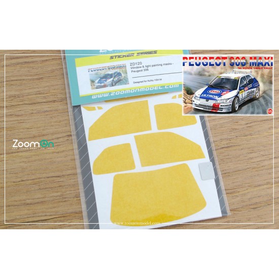 1/24 Peugeot 306 Window and Light Painting Masks for NuNu kit
