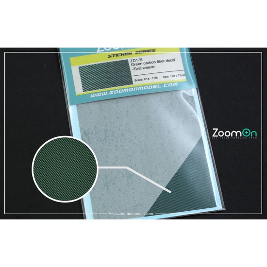 1/18 - 1/25 Green Carbon Fiber Decal Twill Weave (110 x 70mm)