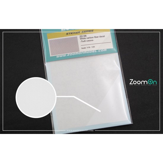 1/18 - 1/25 White Carbon Fiber Decal Twill Weave (110 x 70mm)